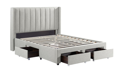 Ashley - Upholstered Platform Bed with 4 Storage Drawers