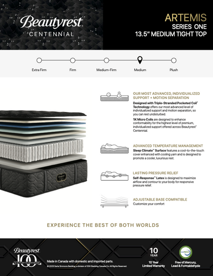 ONE OFF DEAL - 1 QUEEN LEFT - Beautyrest Centennial Artemis Tight Top Medium