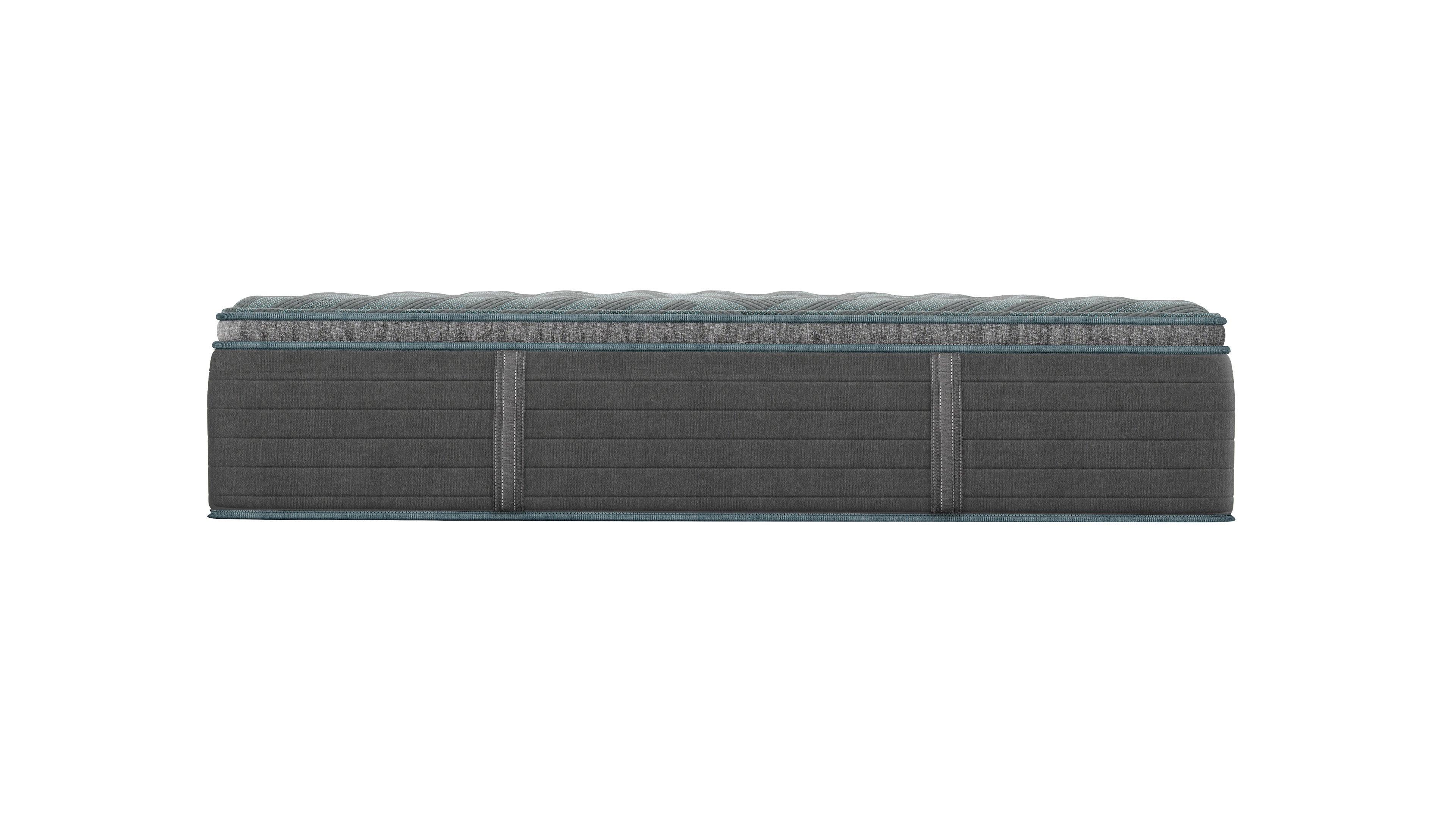 Side view of Beautyrest Eryx Medium Pillow top mattress with side handles 